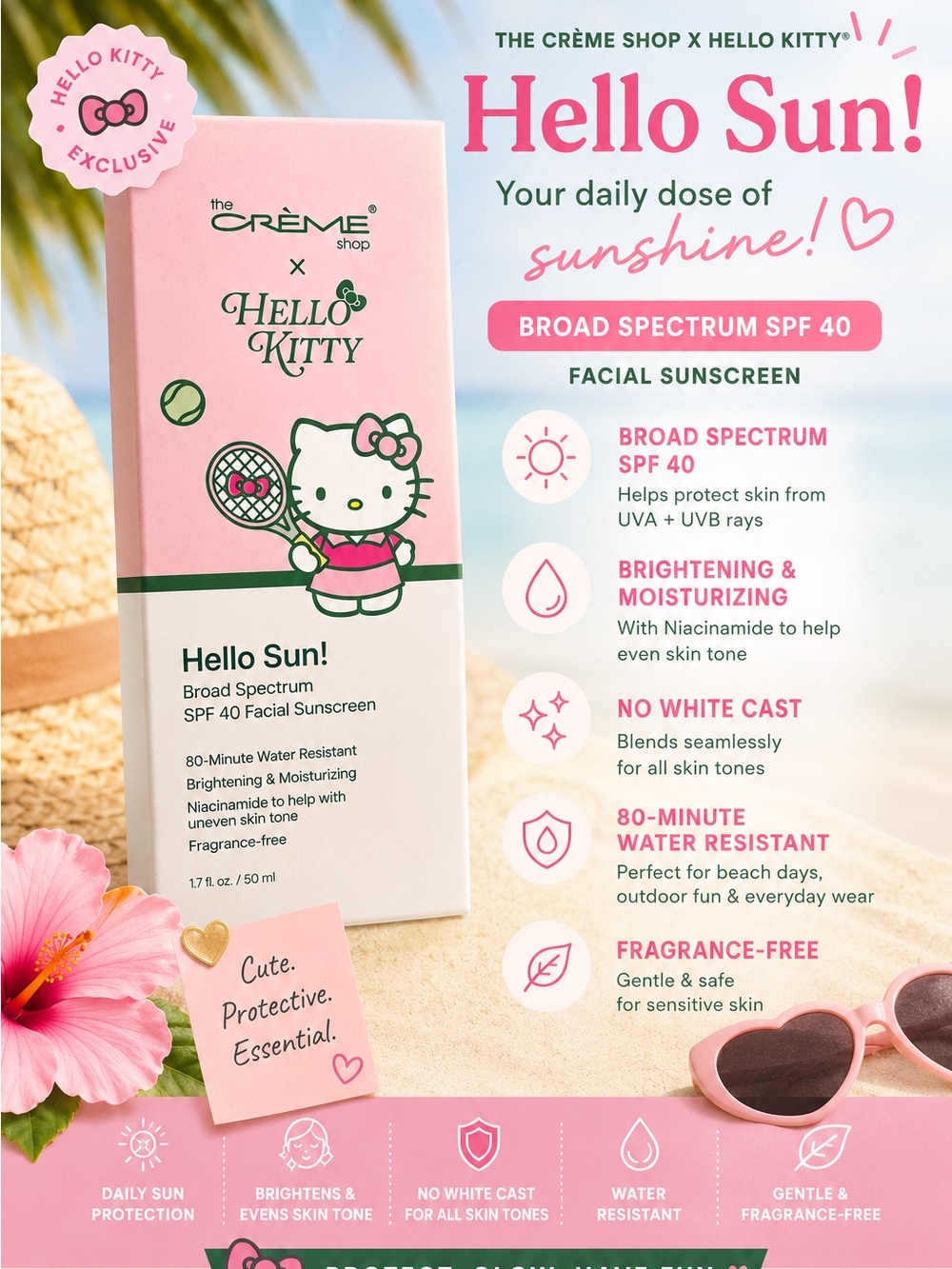 x Hello Kitty Hello Sun! Broad Spectrum SPF 40 Facial Sunscreen - Pink
